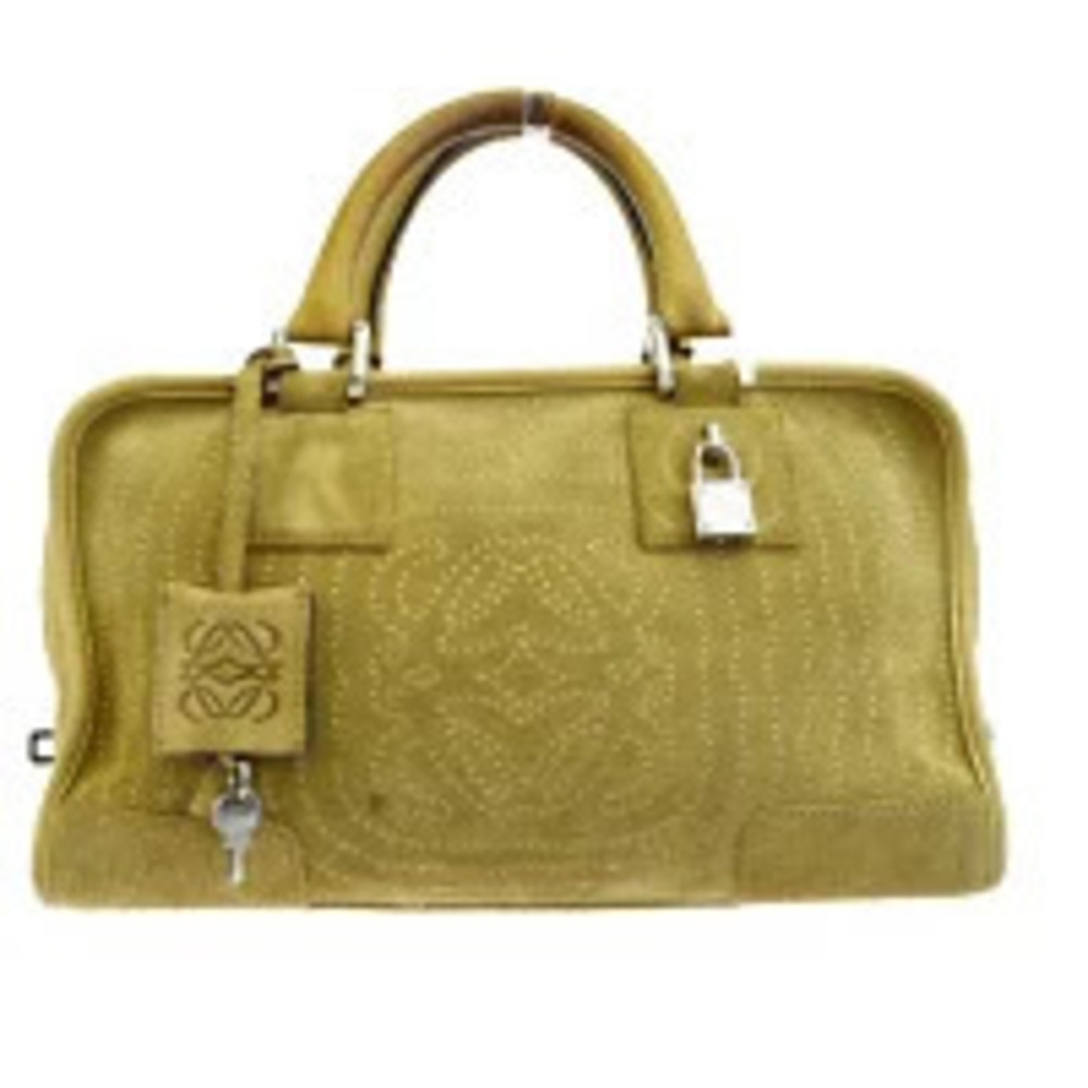 Loewe Handbag Khaki Green Suede Leather